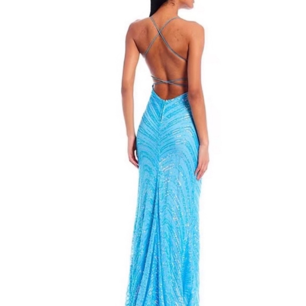B. Darlin Pattern Sequin Cross Back Long Dress - image 2